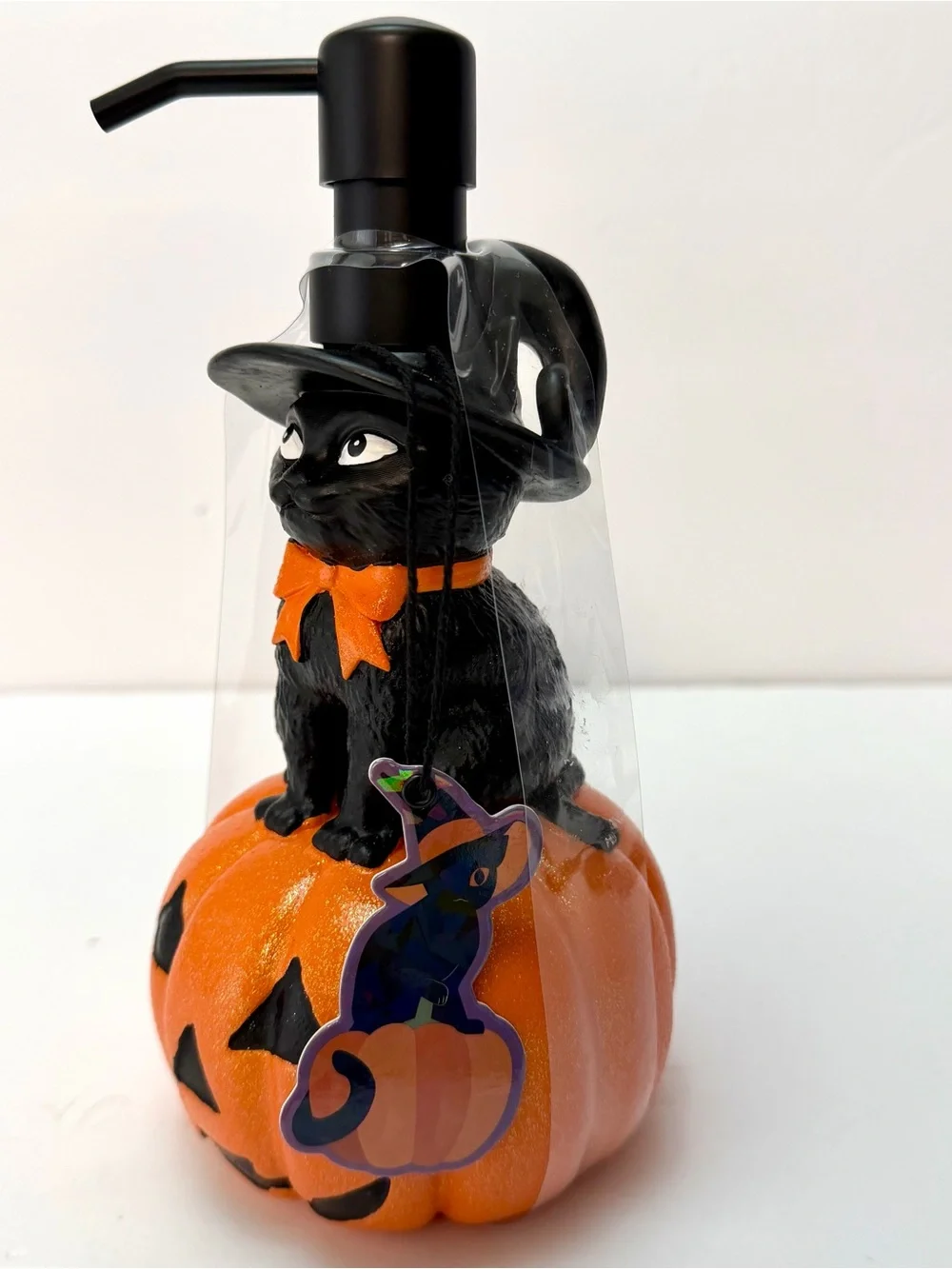 Halloween Black Cat Pumpkin Soap Dispenser - Orange